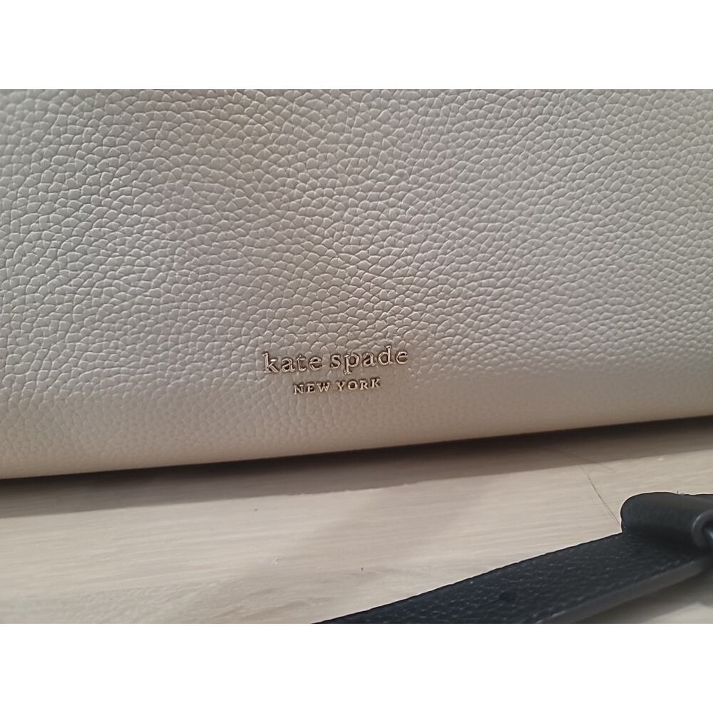 Kate Spade Knott Large Cream Tan Leather Laptop Work Commuter Bag Travel School - Picture 3 of 14